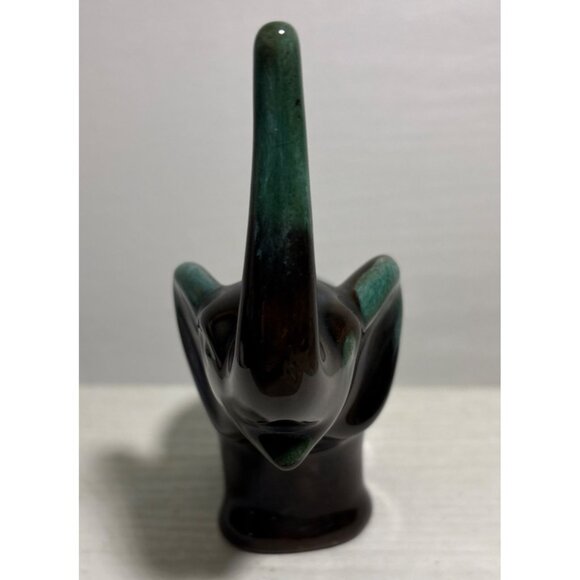 Blue Mountain Pottery Elephant Figure Green & Black Glaze 4.75" Tall Canada MCM - Picture 5 of 8